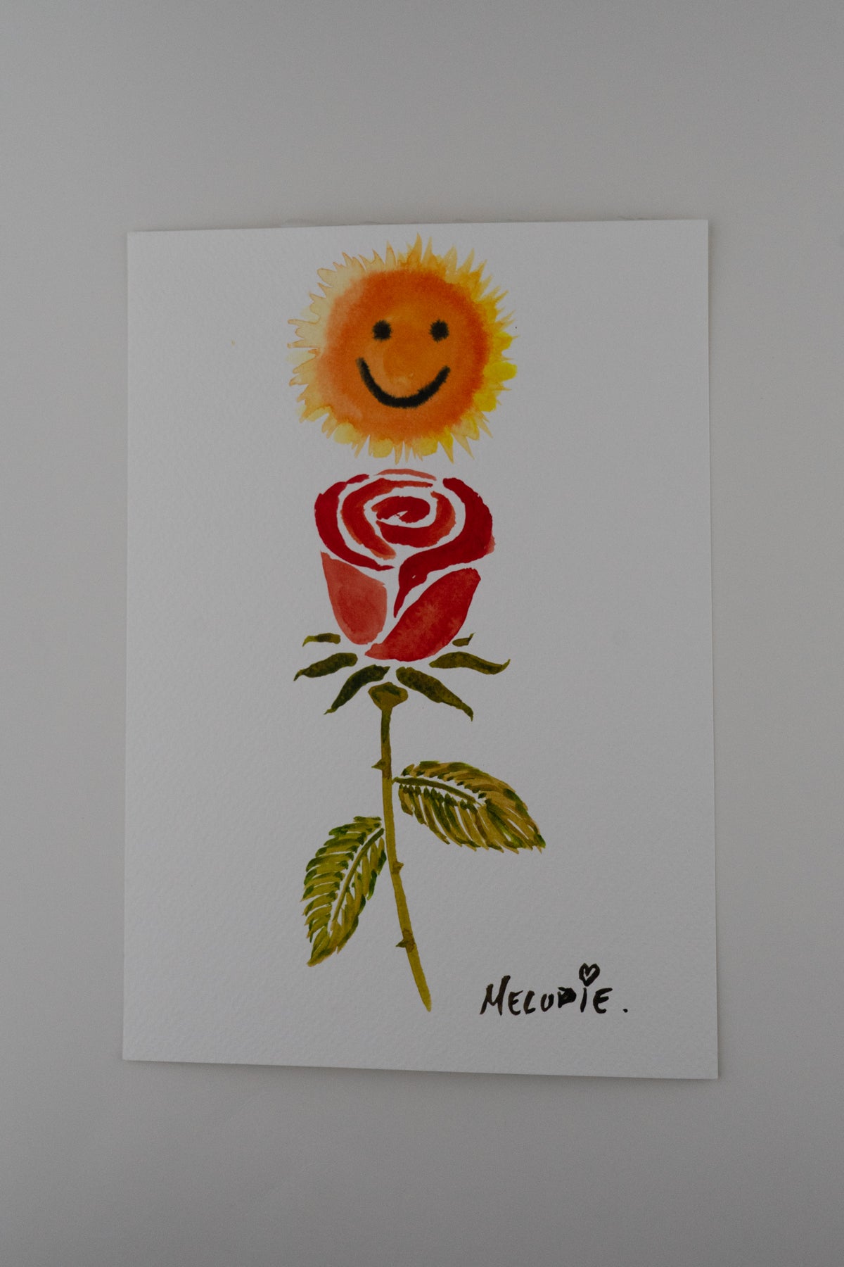 " Watercolour Flower & Sun "
