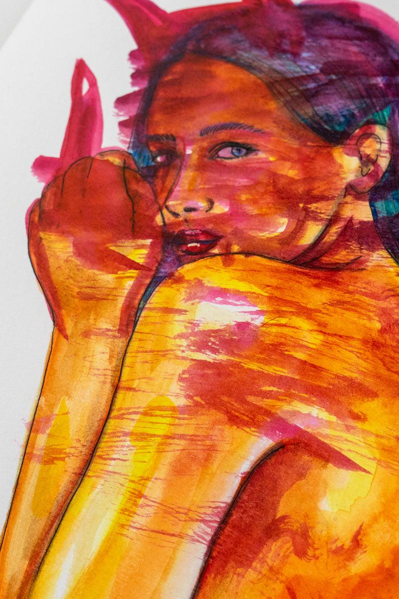 " Lady In Red " Original Artwork