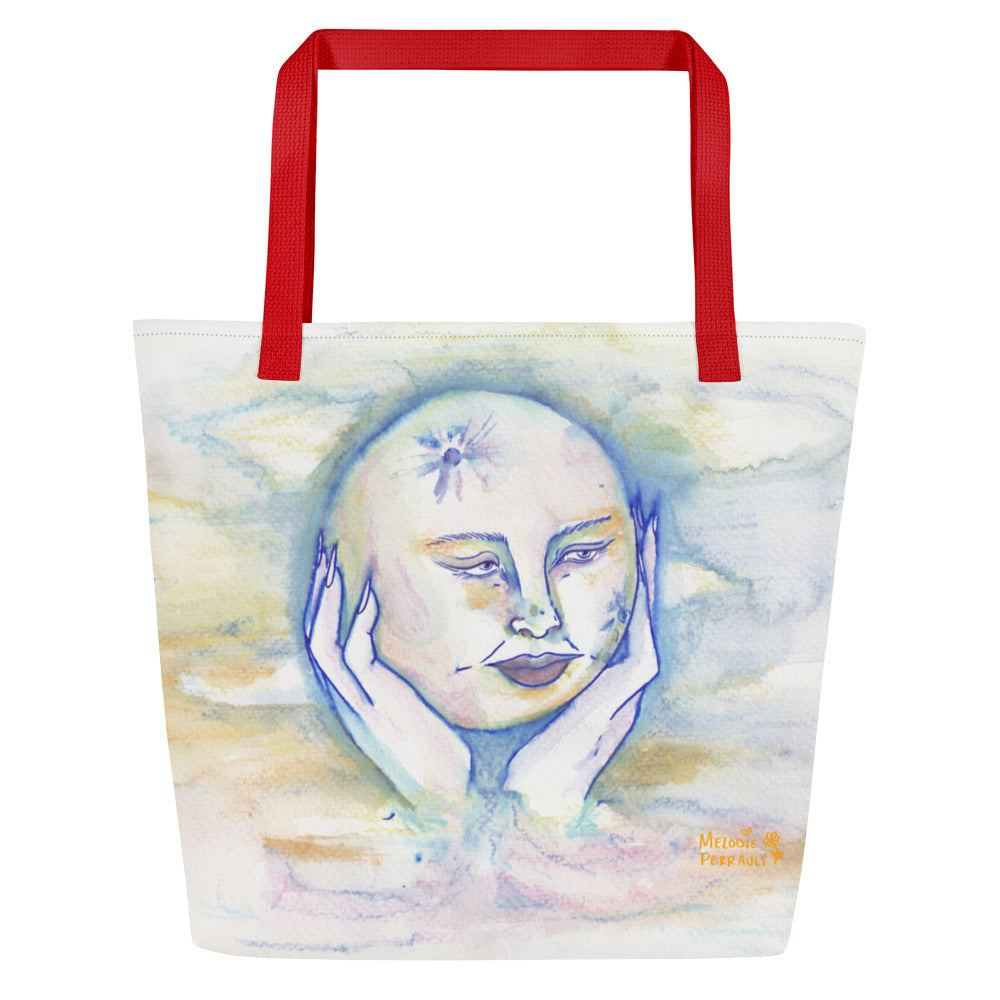 " Lady Moon " Watercolour All-Over Print Large Tote Bag