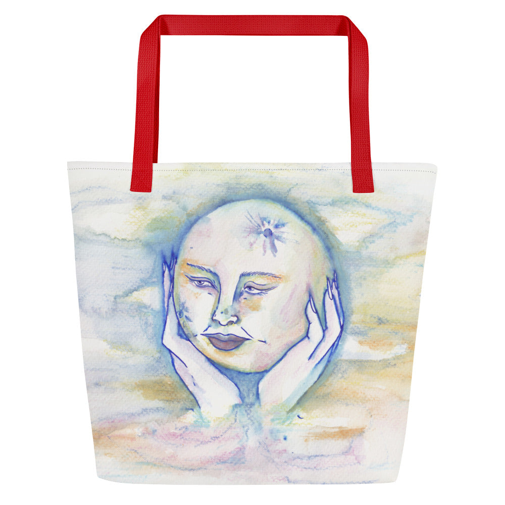 " Lady Moon " Watercolour All-Over Print Large Tote Bag