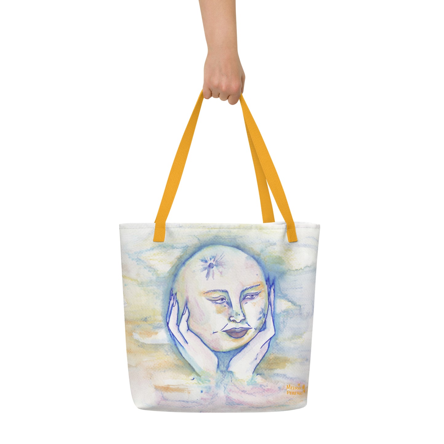 " Lady Moon " Watercolour All-Over Print Large Tote Bag
