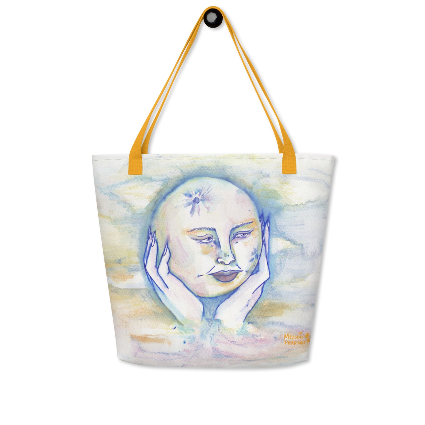 " Lady Moon " Watercolour All-Over Print Large Tote Bag