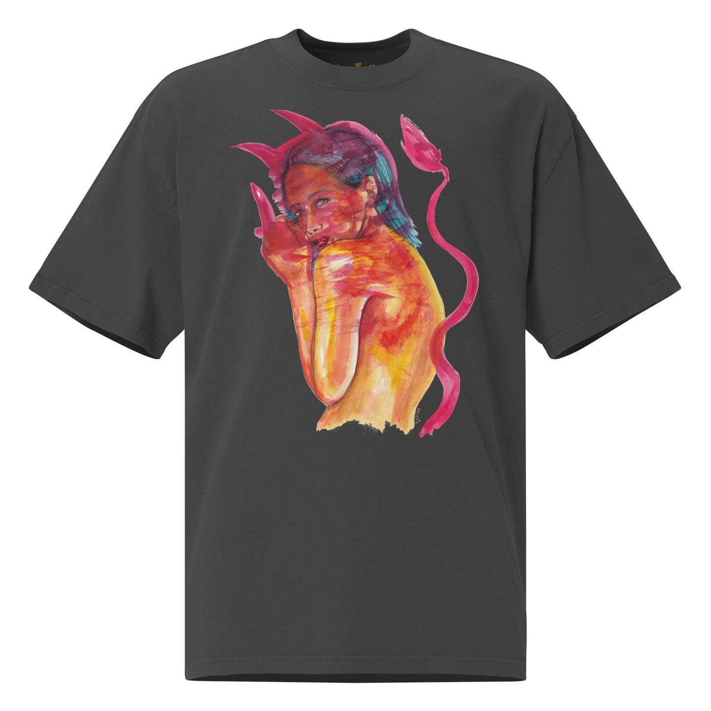 " Lady In Red " Oversized faded t-shirt