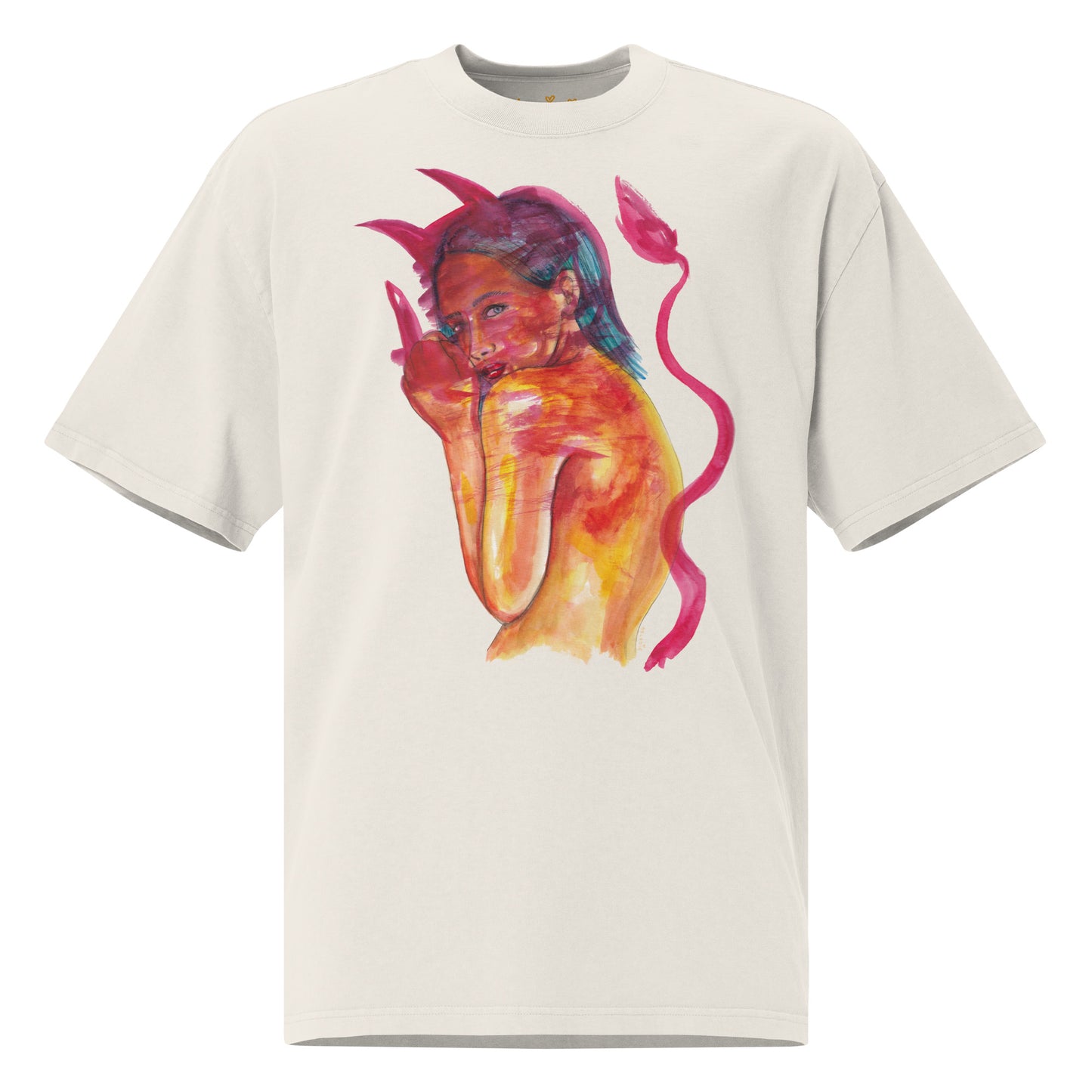 " Lady In Red " Oversized faded t-shirt