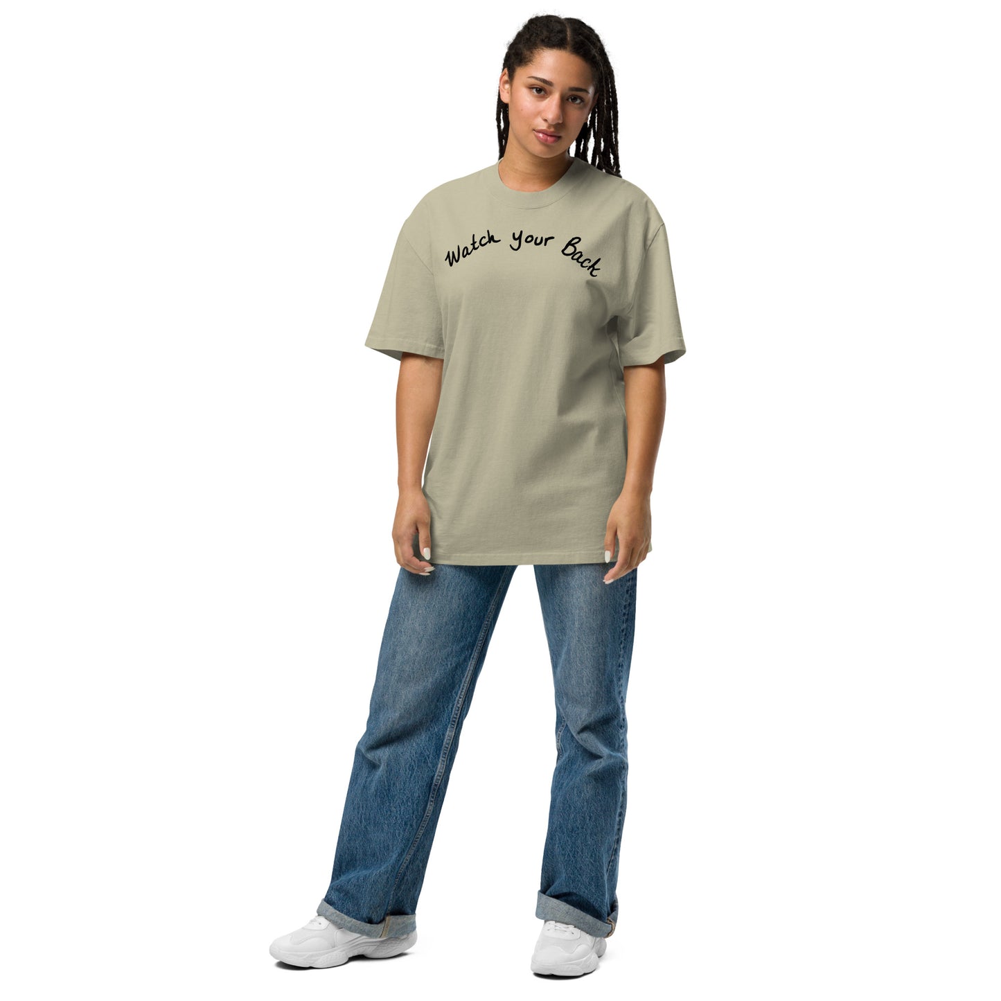 " Watch Your Back " Oversized faded t-shirt