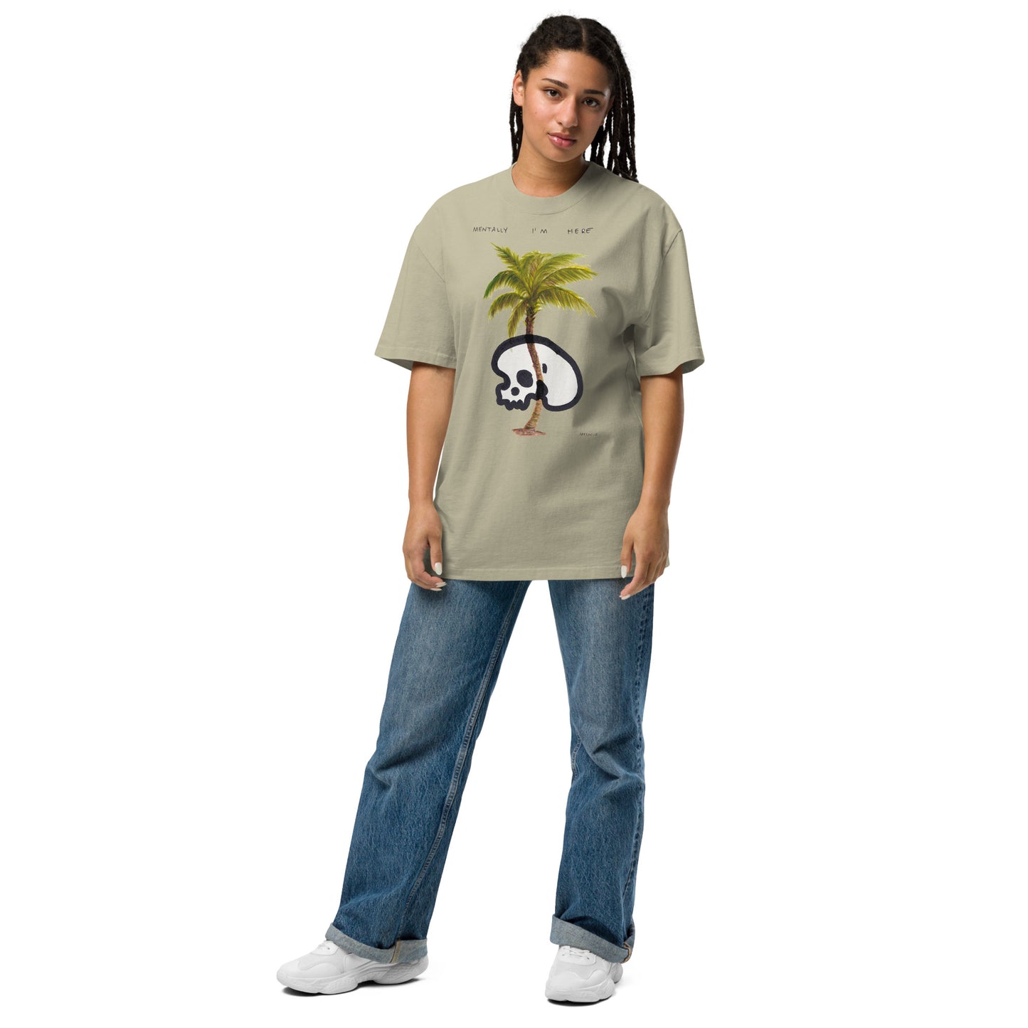 " Mentally I’m Here " Oversized faded t-shirt