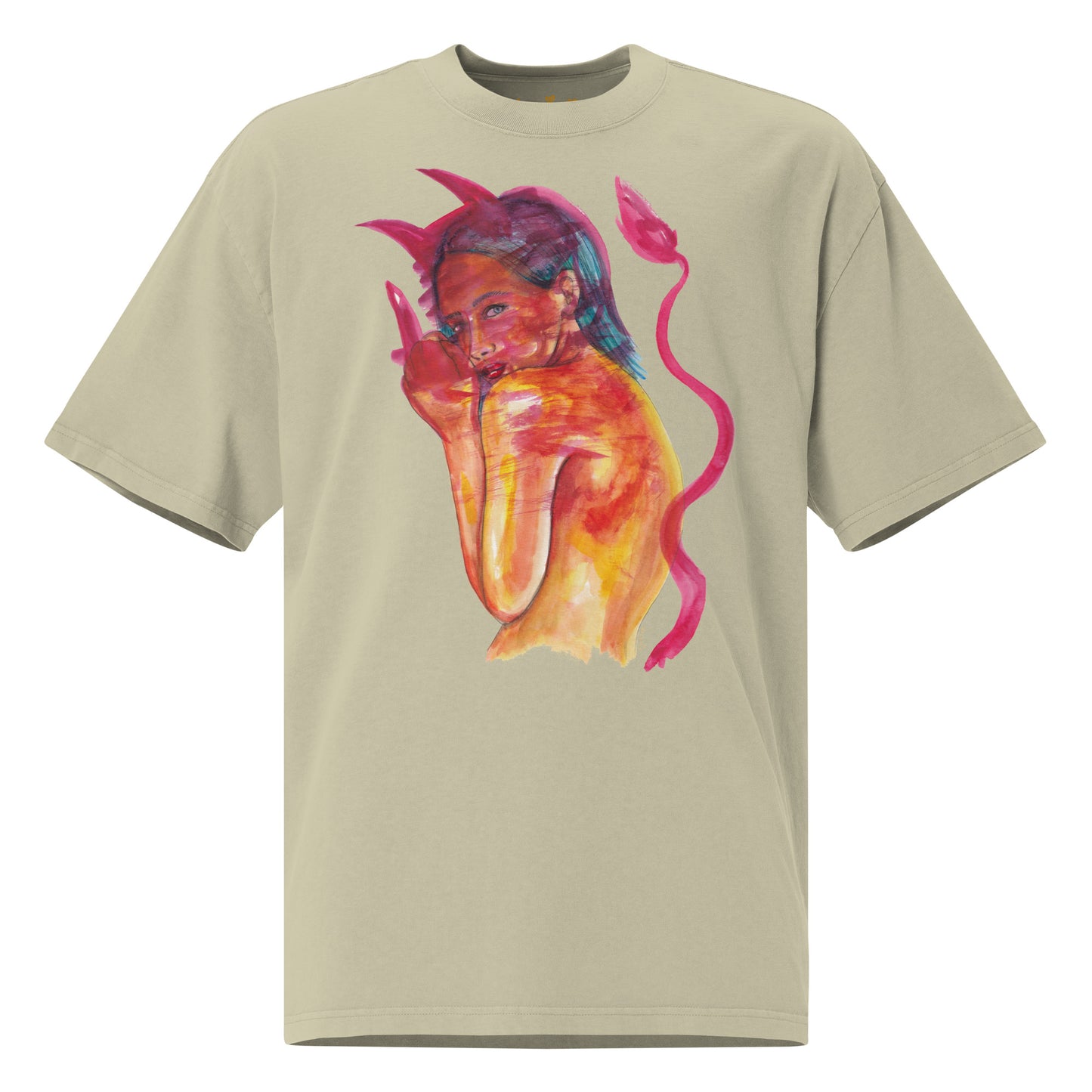 " Lady In Red " Oversized faded t-shirt