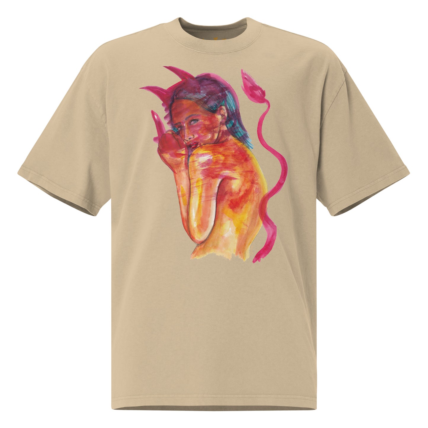 " Lady In Red " Oversized faded t-shirt