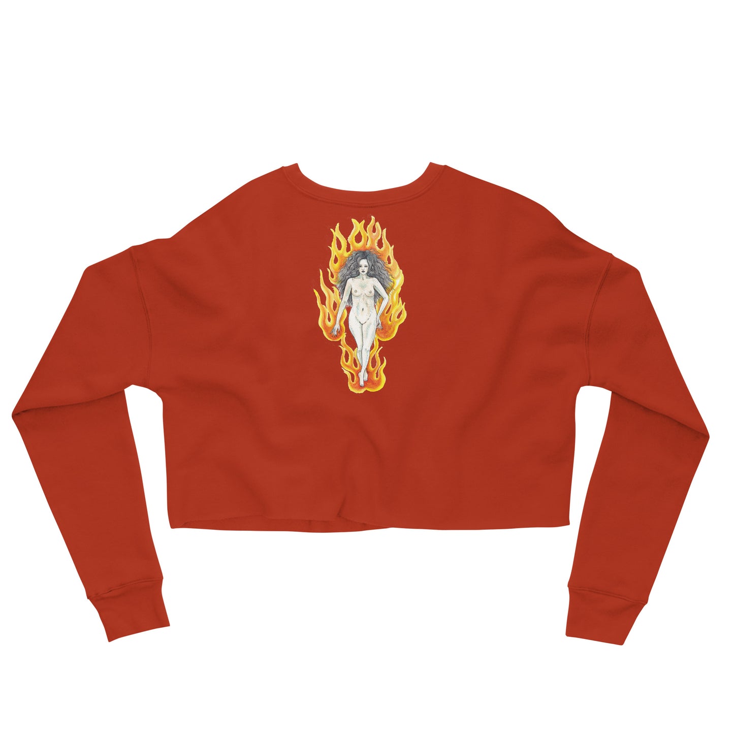 " Lady In Red " + " Fire Lady " Back Print Crop Sweatshirt