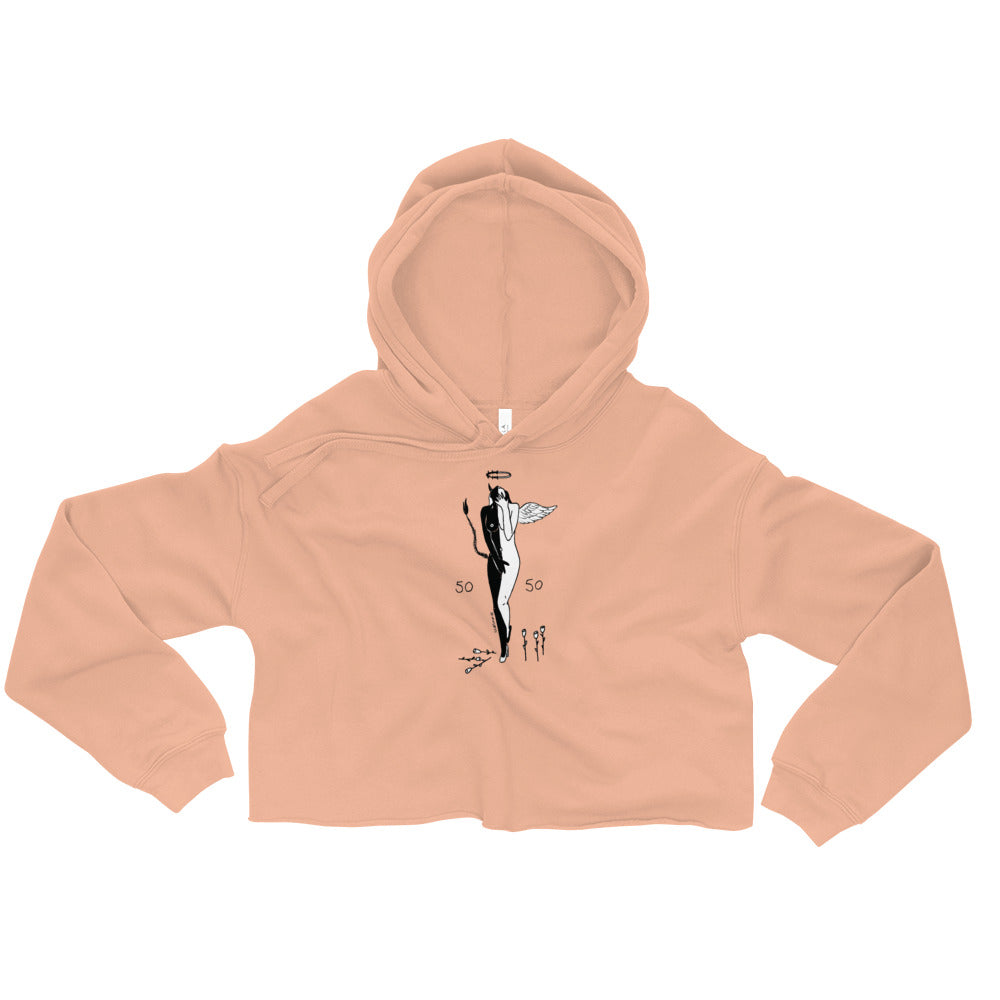 " 50/50, Angel/Demon " Crop Hoodie