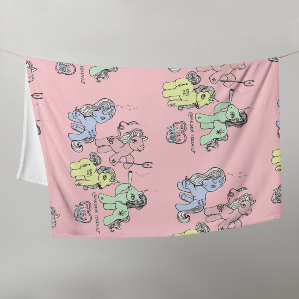 " My Little Horny " Throw Blanket