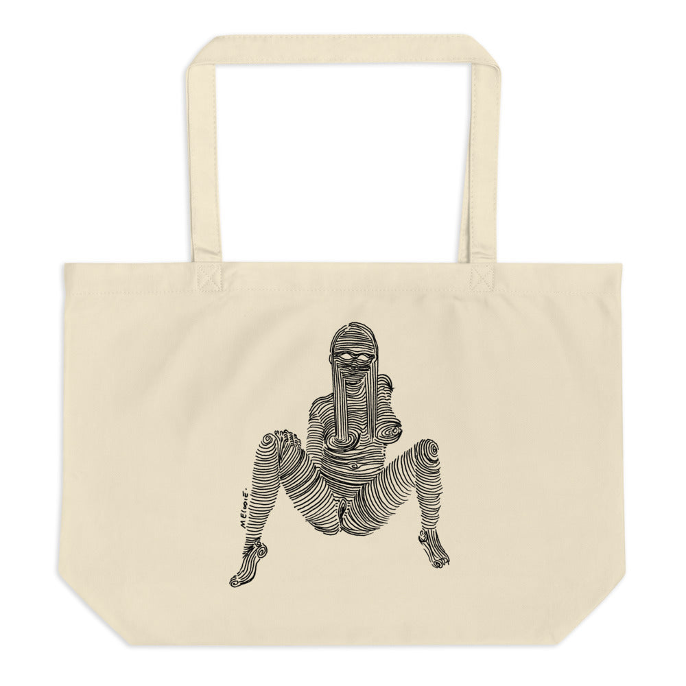 " 1/7 Deadly sins " Front Print, Black ink Large organic tote bag