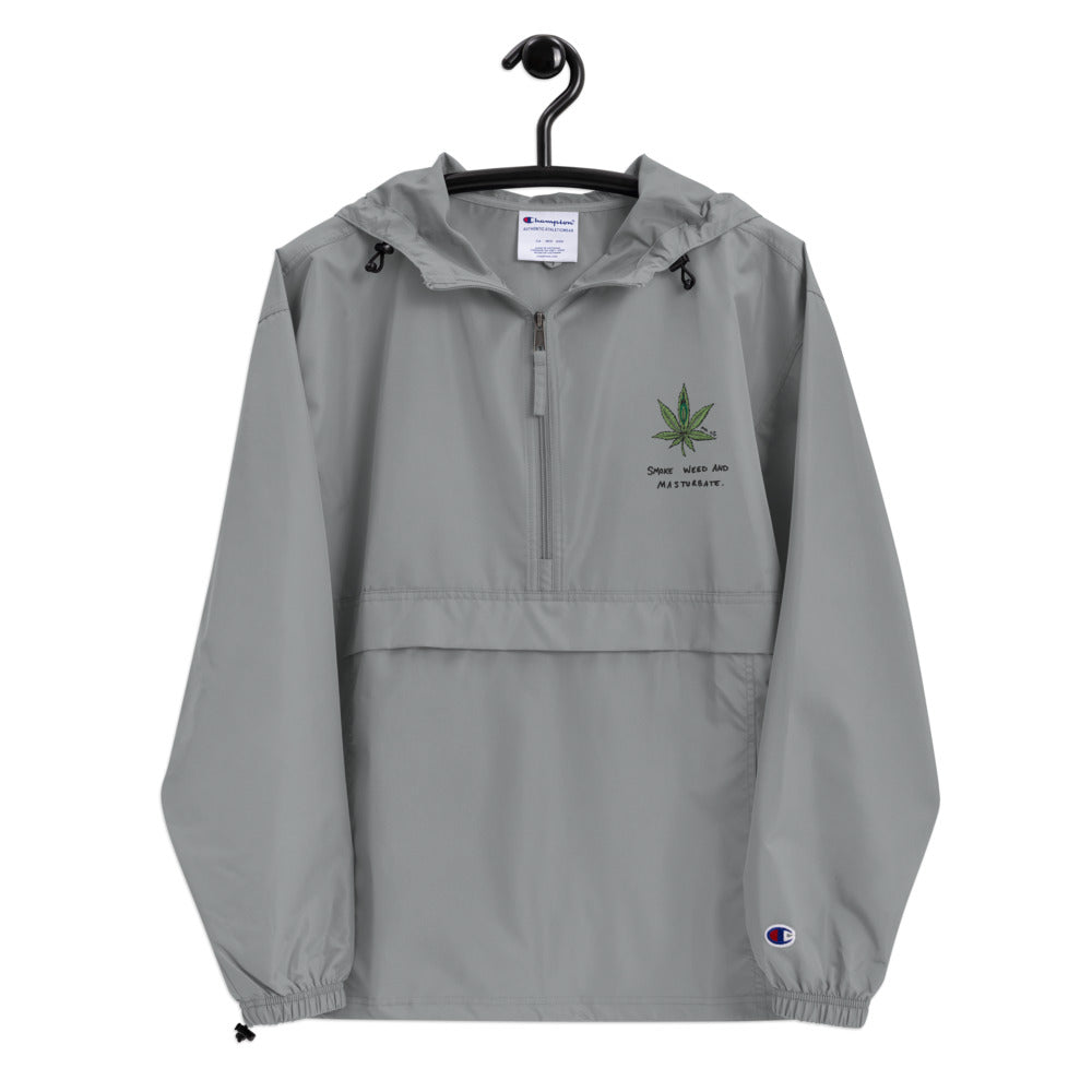 " Smoke Weed And Masturbate " Embroidered Champion Packable Jacket