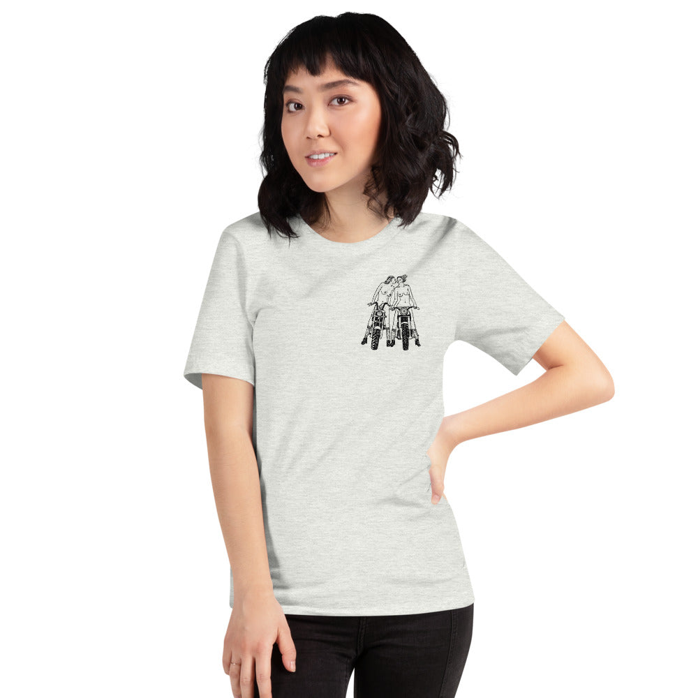 " Babes On Bikes " Front And Back Print Short-Sleeve Unisex T-Shirt