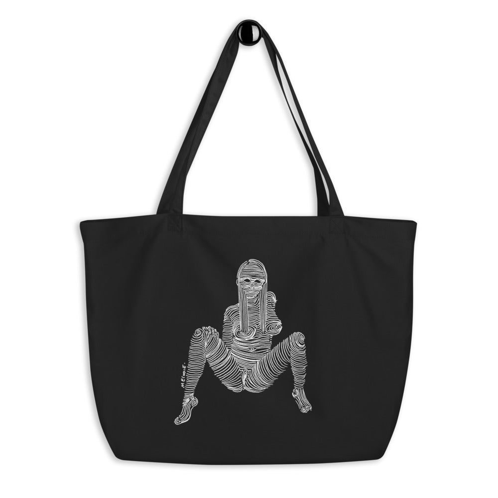 " 1/7 Deadly sins " Front Print, White Ink. Large organic tote bag