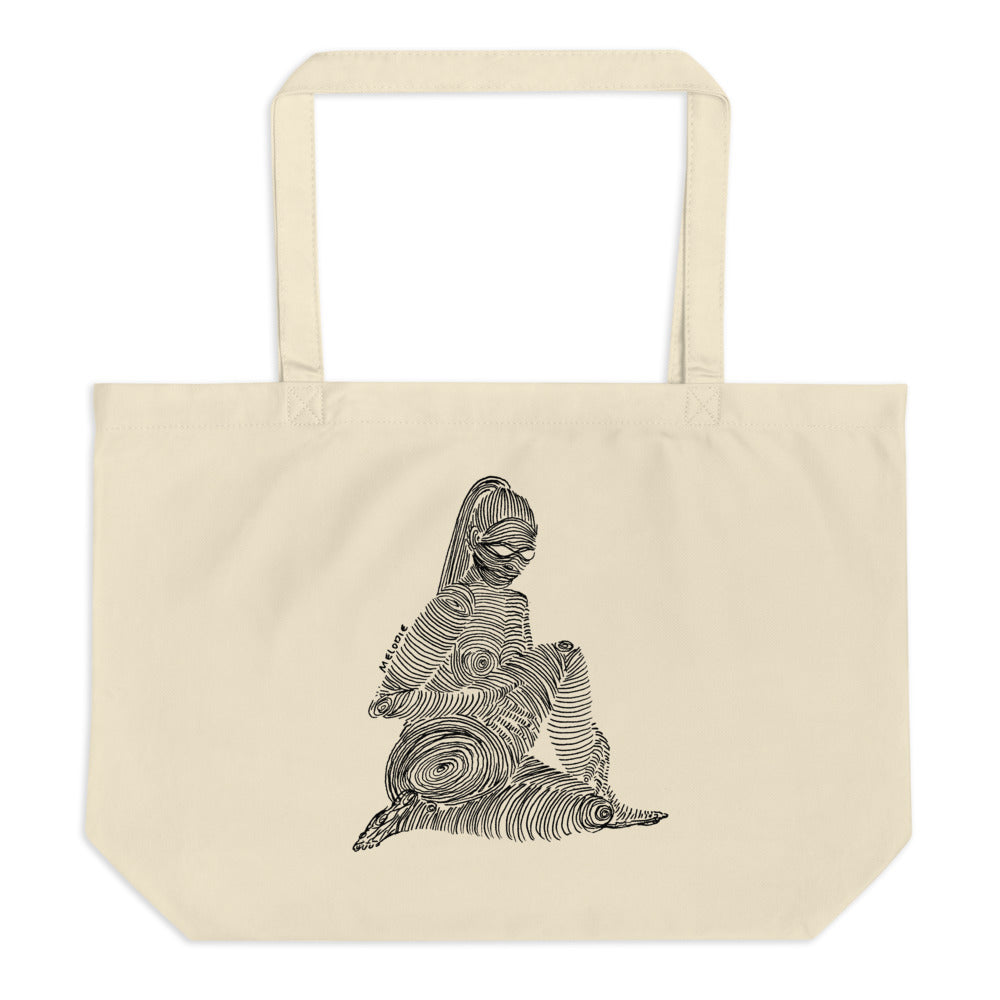 " 2/7 Deadly sins " Front Print, Black Ink Large organic tote bag