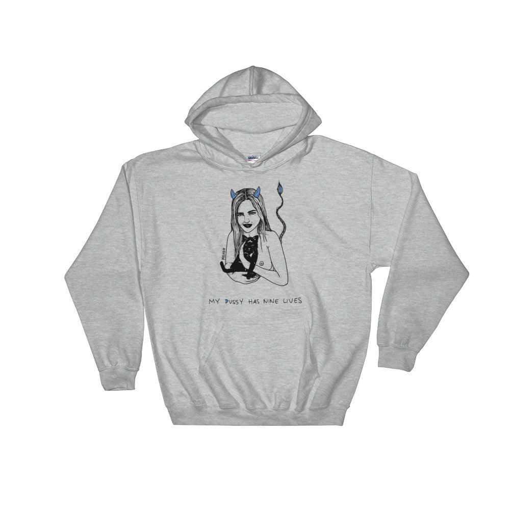 " My pussy Has 9 Lives " Unisex Hooded Sweatshirt