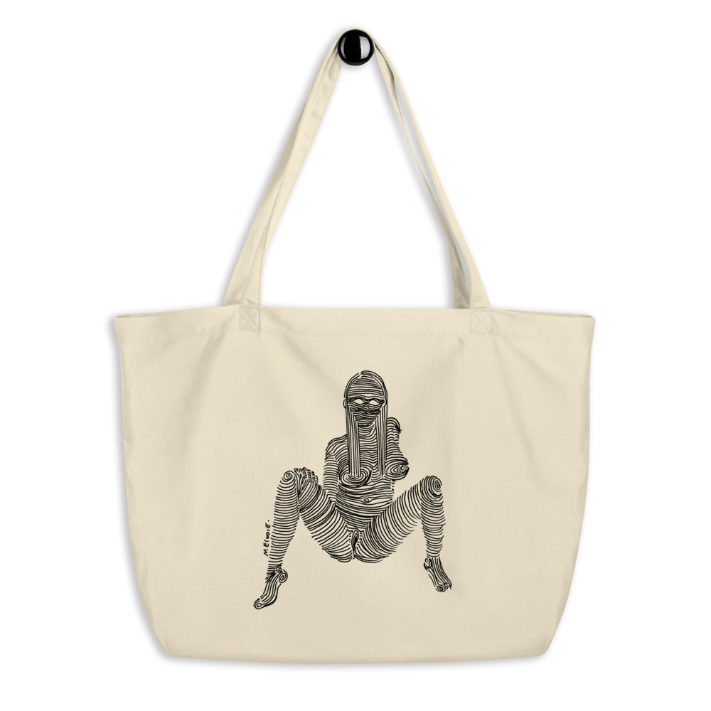 " 1/7 Deadly sins " Front Print, Black ink Large organic tote bag