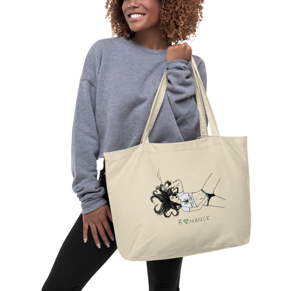 " Romance / Smoke Weed And Masturbate " Large organic tote bag