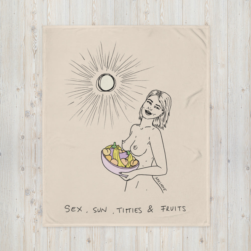 " Sex, Sun, Titties & Fruits " Throw Blanket