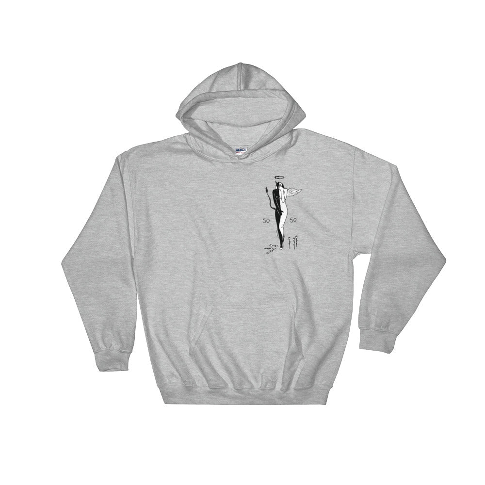 " 50/50, Angel/Demon " Back Print, Hooded Sweatshirt