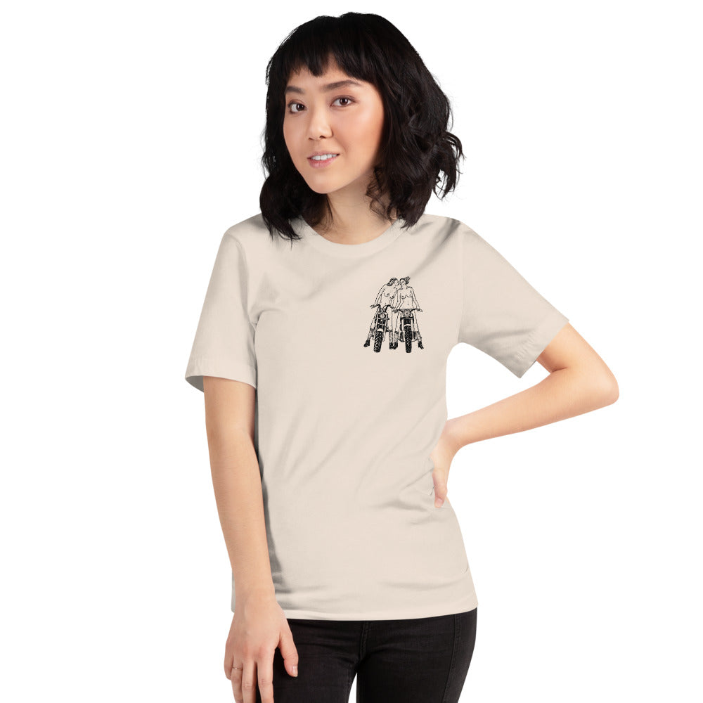 " Babes On Bikes " Front And Back Print Short-Sleeve Unisex T-Shirt
