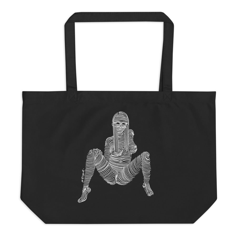 " 1/7 Deadly sins " Front Print, White Ink. Large organic tote bag