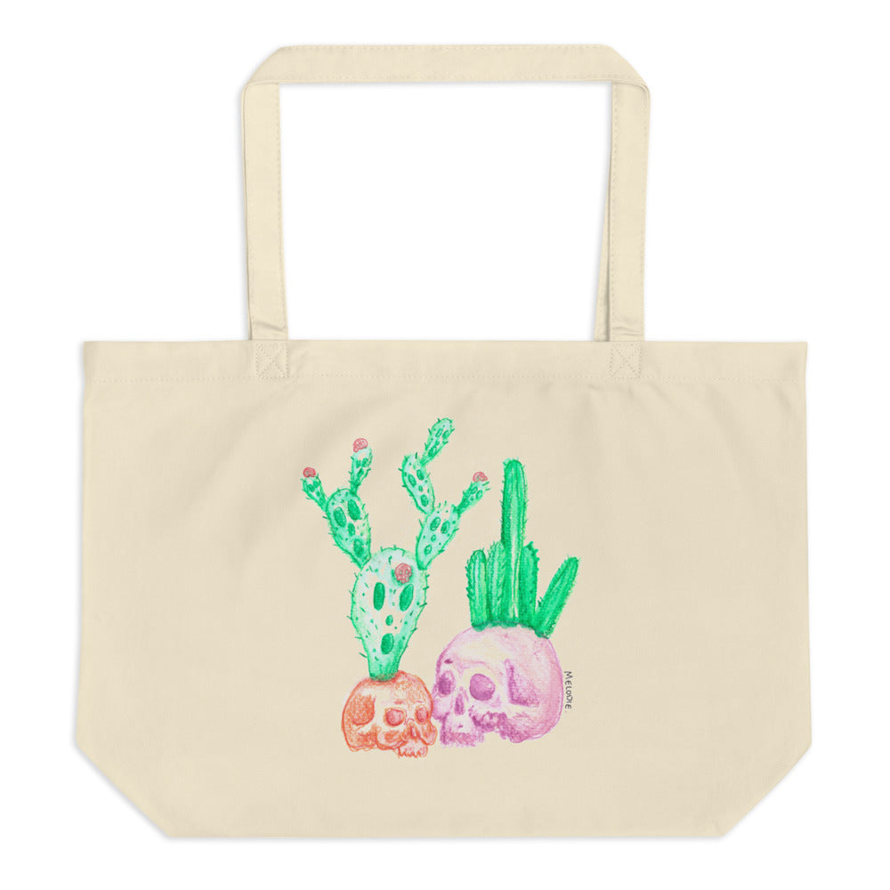 " Tête De Cactus " Front And Back Print Large organic tote bag