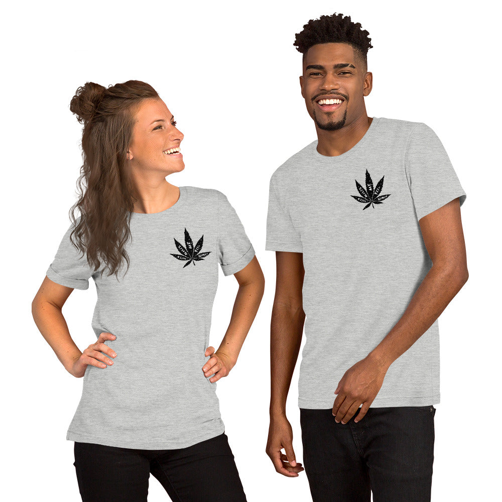 " Ass, Gas or Grass " X " Weed Makes Me Feel Human "  Front And Back Print Short-Sleeve Unisex T-Shirt