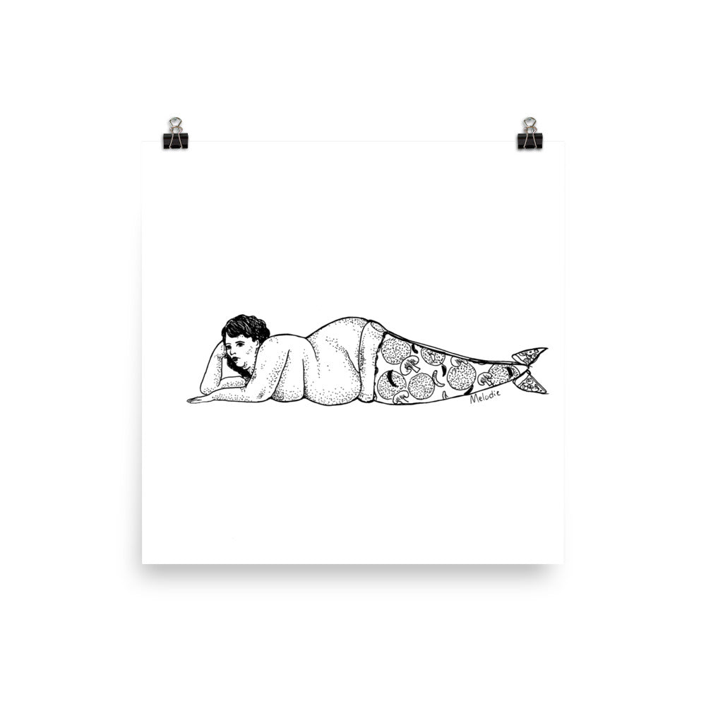 " Pizza Mermaid " Print / Poster