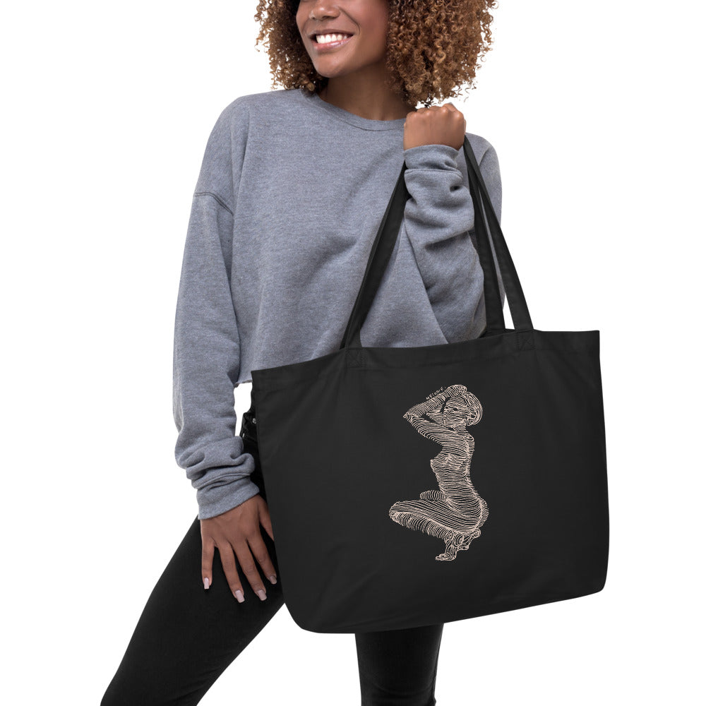 " 7/7 Deadly sins " Front Print, White Ink Large organic tote bag