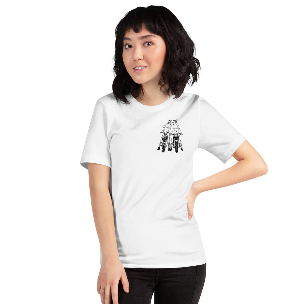 " Babes On Bikes " Front And Back Print Short-Sleeve Unisex T-Shirt