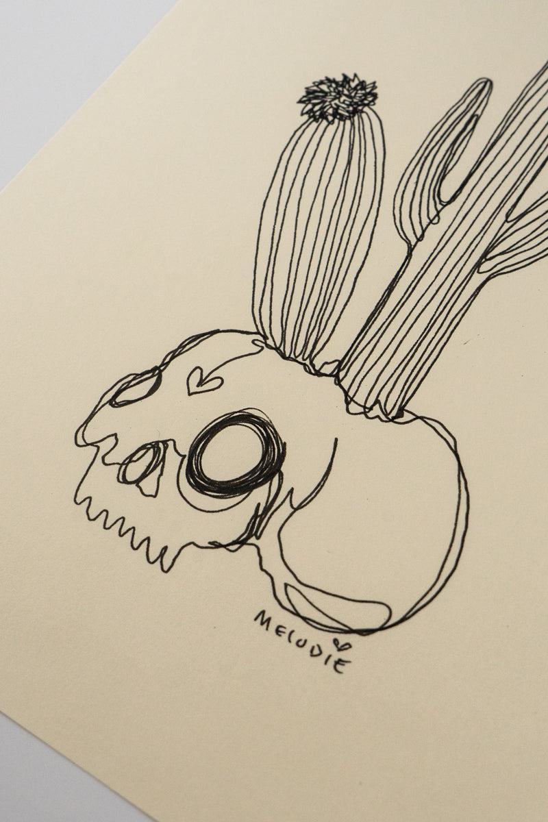 " Cactus Skull Oneliner " Original Artwork