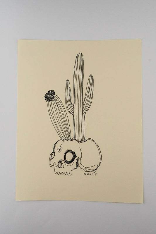 " Cactus Skull Oneliner " Original Artwork