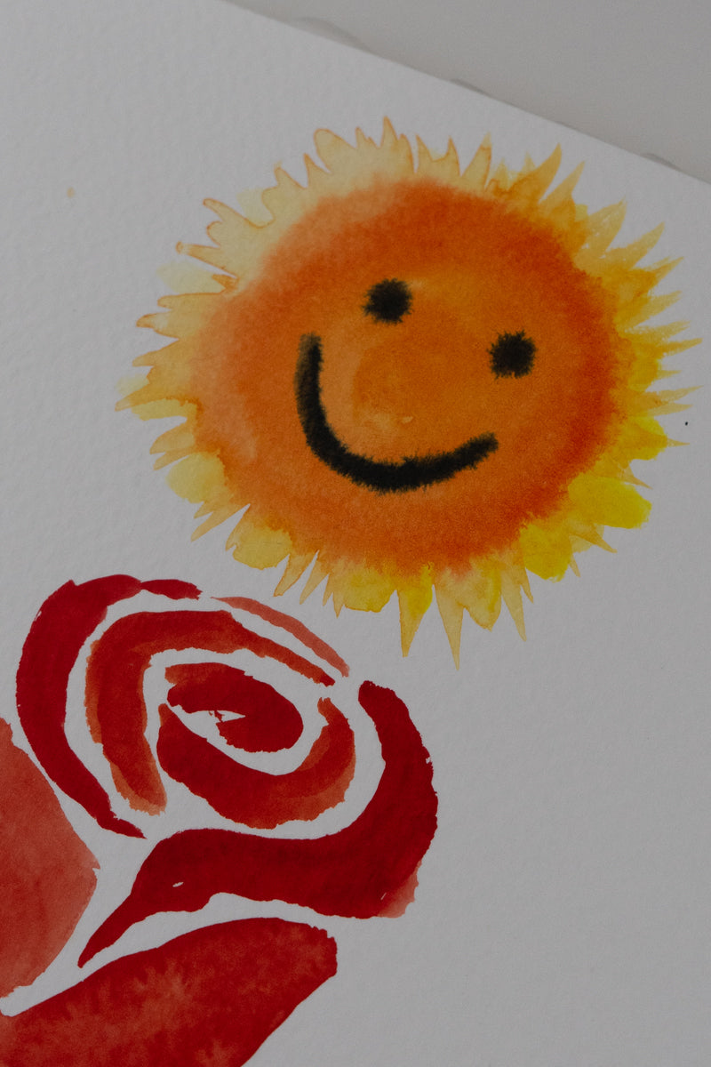 " Watercolour Flower & Sun "