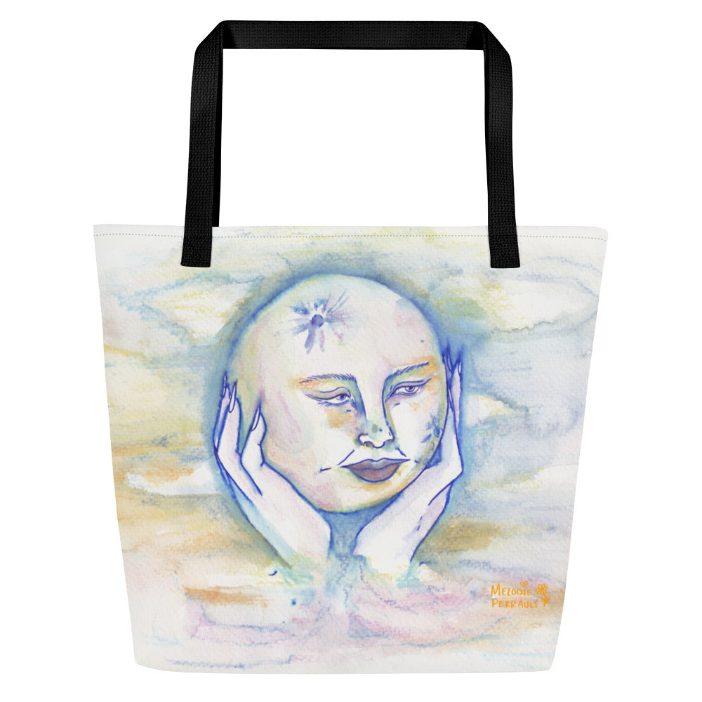 " Lady Moon " Watercolour All-Over Print Large Tote Bag
