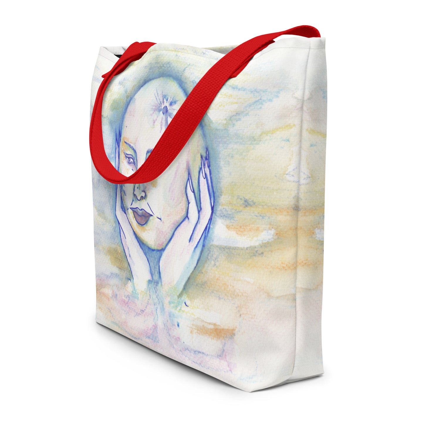 " Lady Moon " Watercolour All-Over Print Large Tote Bag