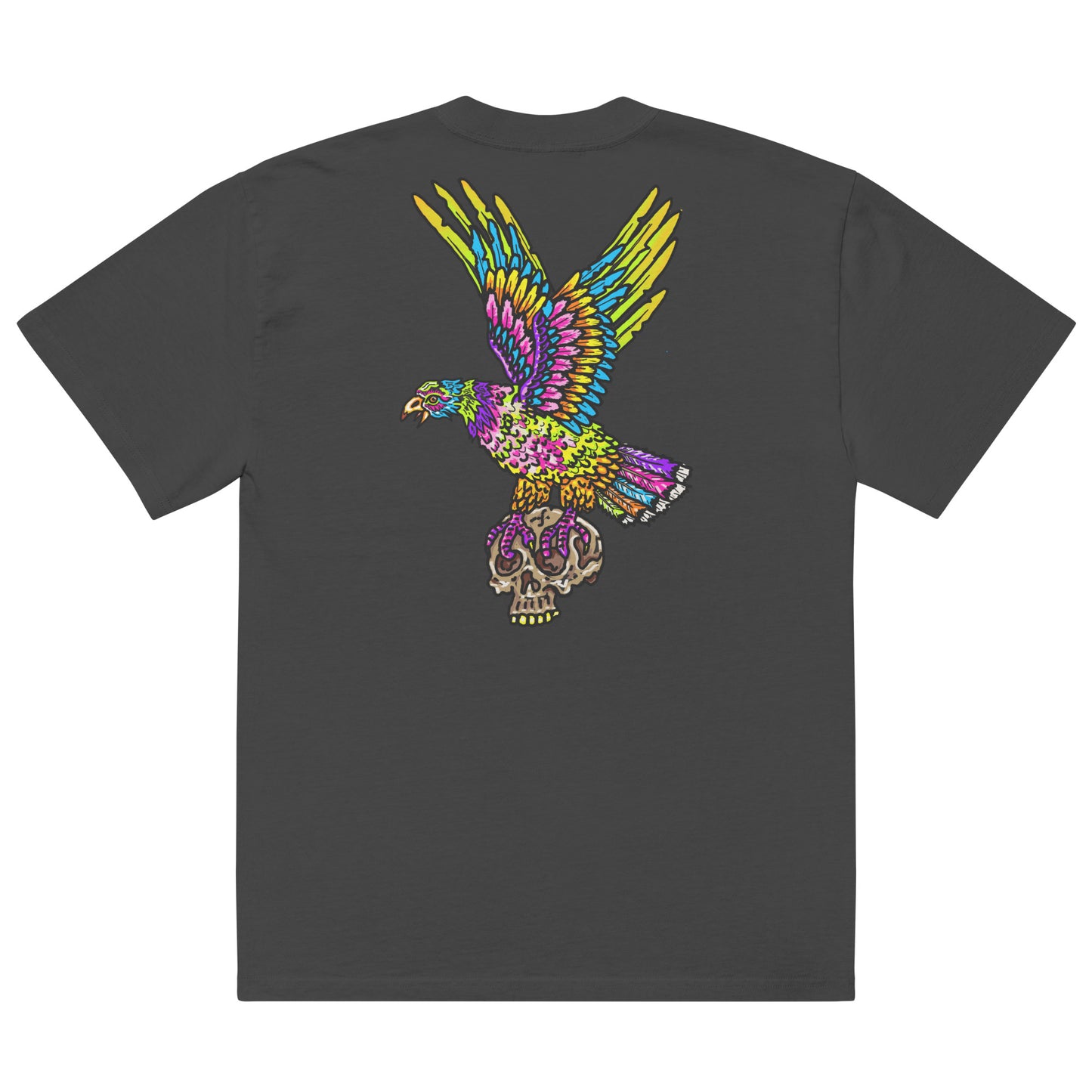 " Colourful Bird & Boots " Oversized faded t-shirt