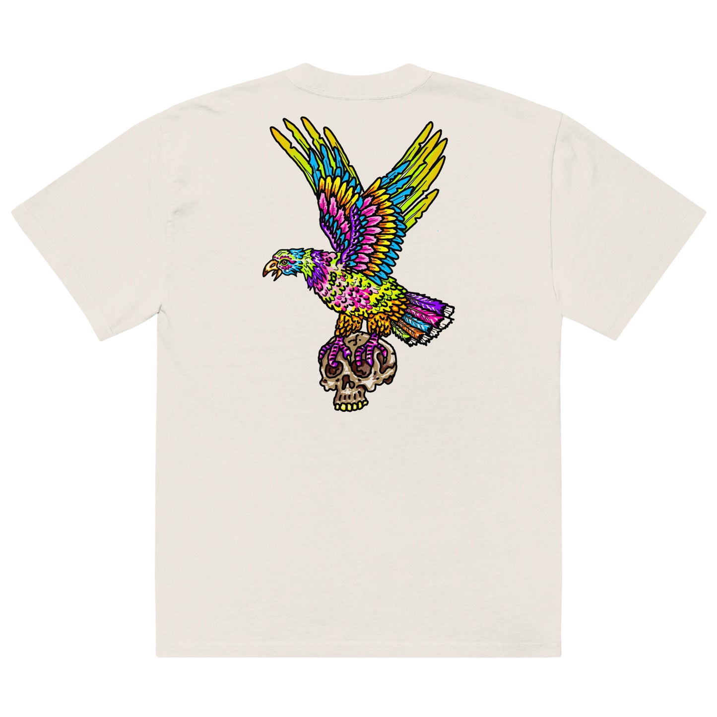 " Colourful Bird & Boots " Oversized faded t-shirt