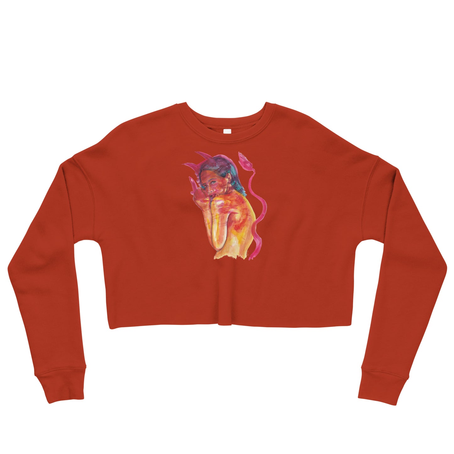 " Lady In Red " + " Fire Lady " Back Print Crop Sweatshirt