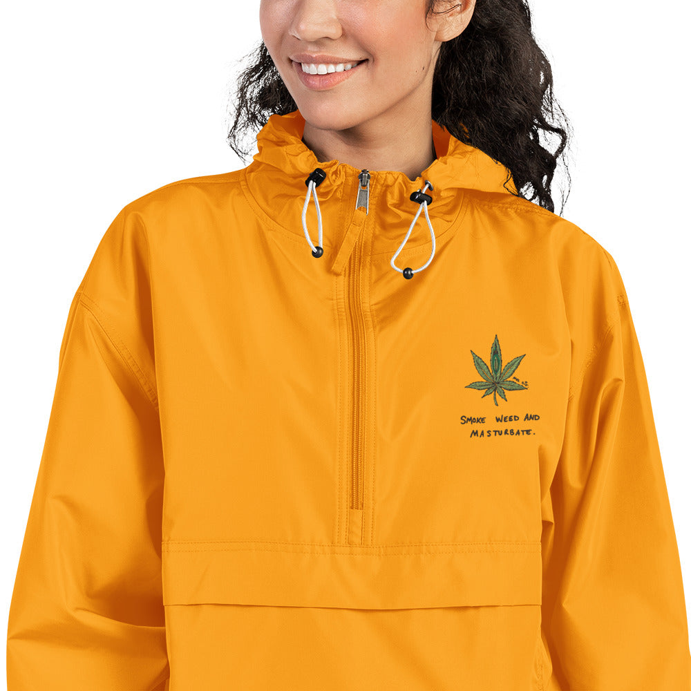 " Smoke Weed And Masturbate " Embroidered Champion Packable Jacket