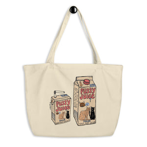 " Pussy Juice " Large organic tote bag