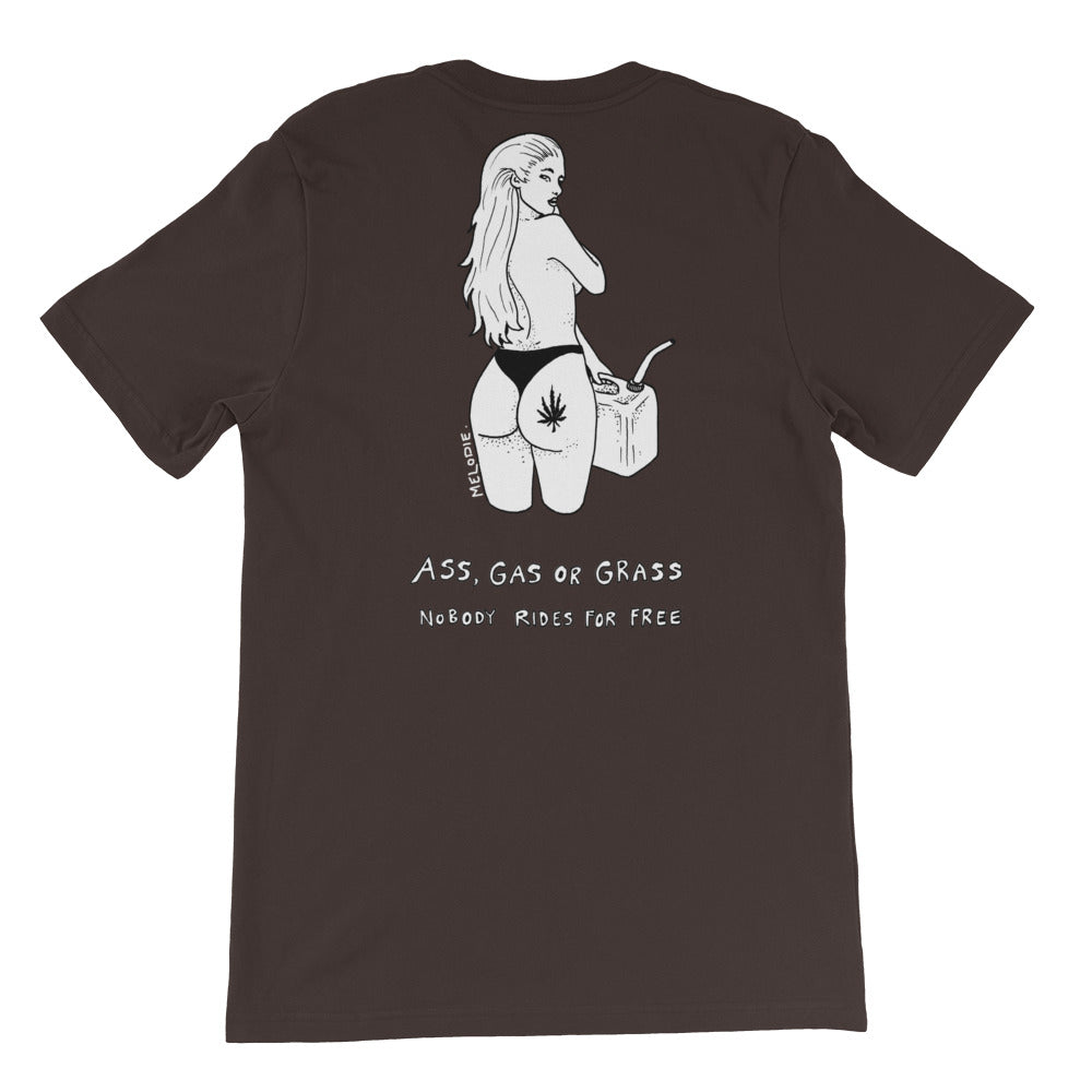 " Ass, Gas or Grass " X " Weed Makes Me Feel Human "  Front And Back Print Short-Sleeve Unisex T-Shirt