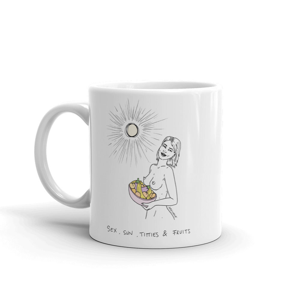 " Sex, Sun, Titties & Fruits "  Mug