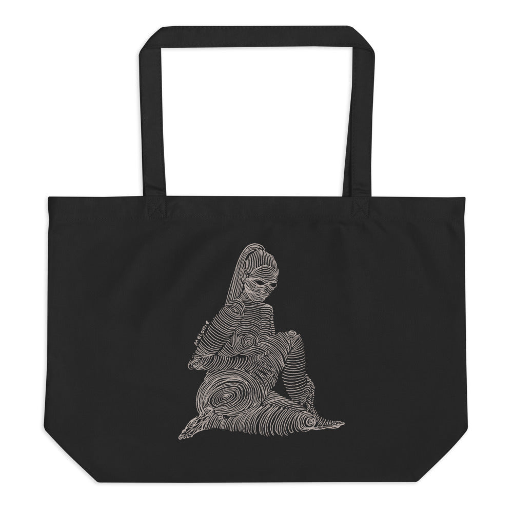 " 2/7 Deadly sins " Front Print , White Ink Large organic tote bag
