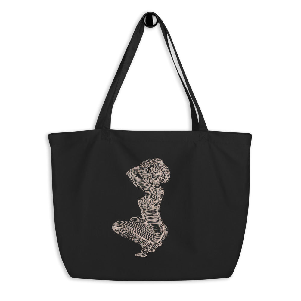 " 7/7 Deadly sins " Front Print, White Ink Large organic tote bag