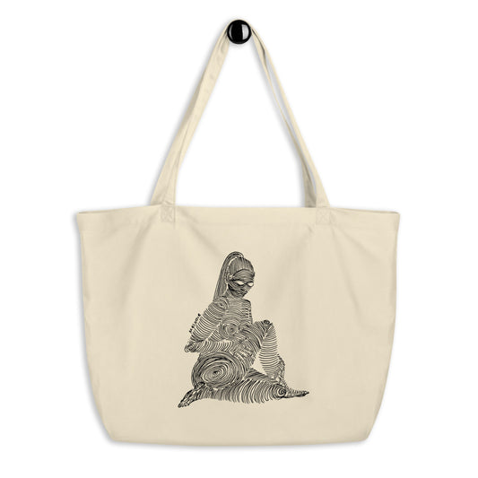 " 2/7 Deadly sins " Front Print, Black Ink Large organic tote bag